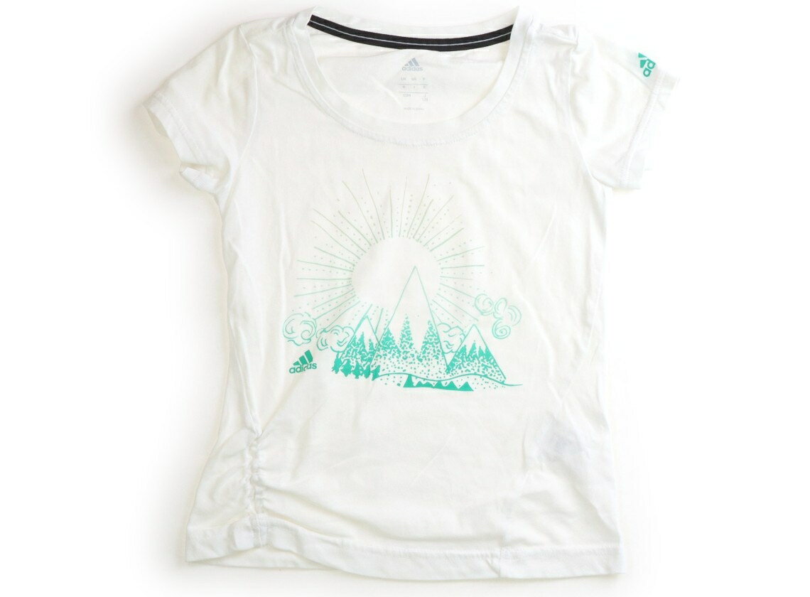 アディダス Adidas Tシャツ・カットソー 120 女の子 ホワイト・グリーン 子供服 ベビー服 キッズ アウトレット ユーズド 【中古】キッズ・ベビー・マタニティ