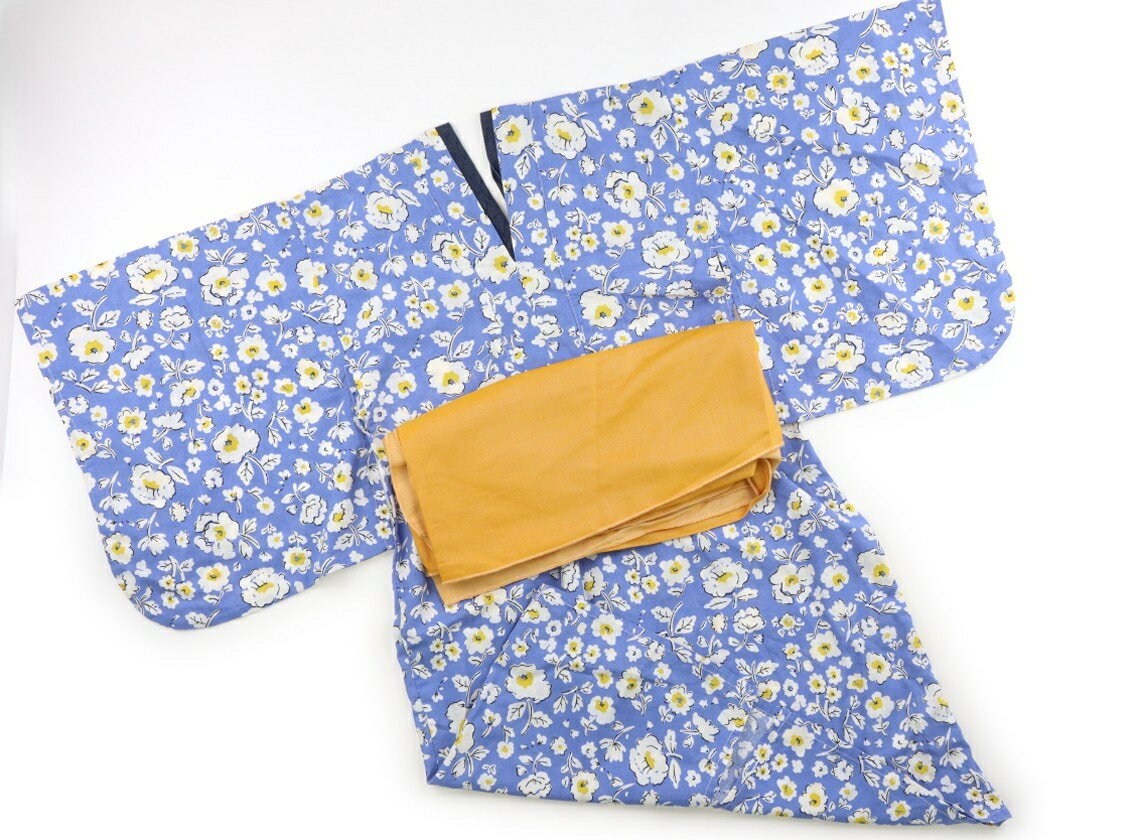 Jinbei （Girls） - オーシャンアンドグラウンド Ocean & Ground 浴衣・甚平・季節のイベント 120 女の子 スモーキーブルー、白、黄色、花柄 子供服 ベビー服 キッズ アウトレット ユーズド 【中古】キッズ・ベビー・マタニティ