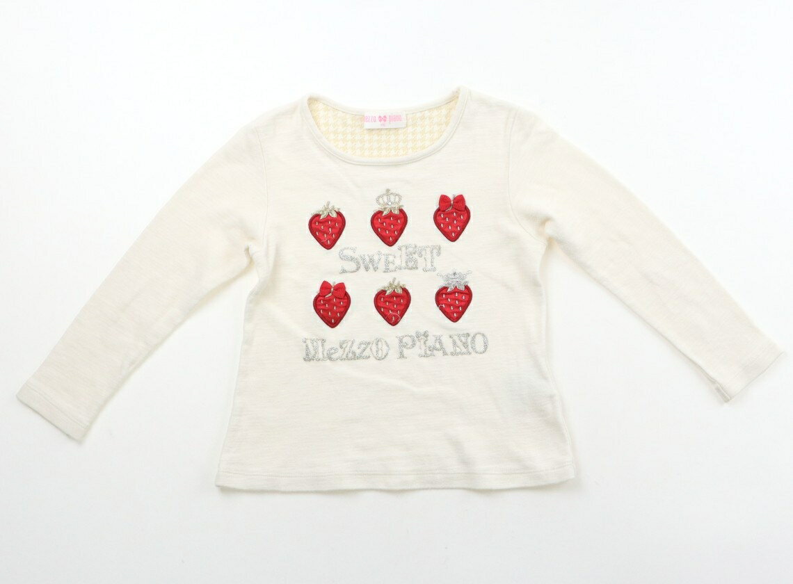 メゾピアノ mezzo piano Tシャツ・カットソー 110 女の子 アイボリー・イチゴモチーフ 子供服 ベビー服 キッズ アウトレット ユーズド 【中古】キッズ・ベビー・マタニティ