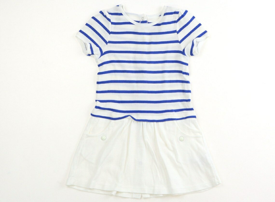 プチバトー PETIT BATEAU ワンピース 80 女の子 白、青 子供服 ベビー服 キッズ アウトレット ユーズド 【中古】キッズ・ベビー・マタニティ