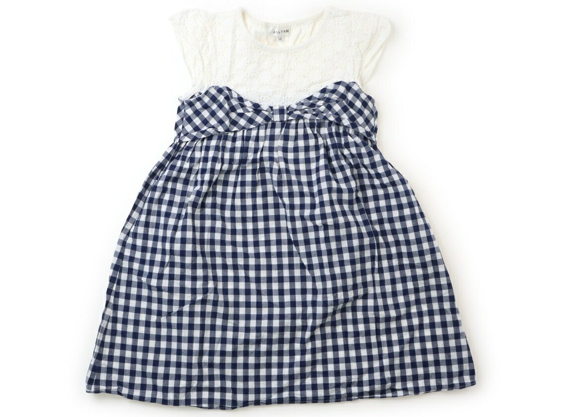Dresses - エニィファム anyFAM ワンピース 140 女の子 白、ネイビー、ギンガムチェック 子供服 ベビー服 キッズ アウトレット ユーズド 【中古】キッズ・ベビー・マタニティ