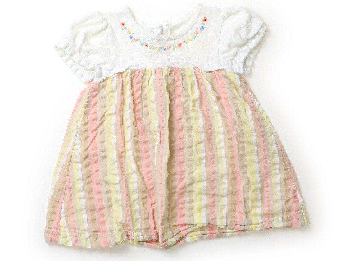 ファミリア familiar チュニック 70 女の子 白、ピンク、イエロー、ブラウン、ストライプ 子供服 ベビー服 キッズ アウトレット ユーズド 【中古】キッズ・ベビー・マタニティ