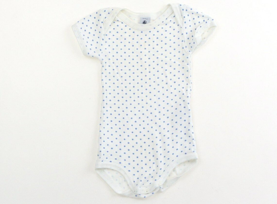 プチバトー PETIT BATEAU ロンパース 70 男の子 白、青 子供服 ベビー服 キッズ アウトレット ユーズド 【中古】キッズ・ベビー・マタニティ