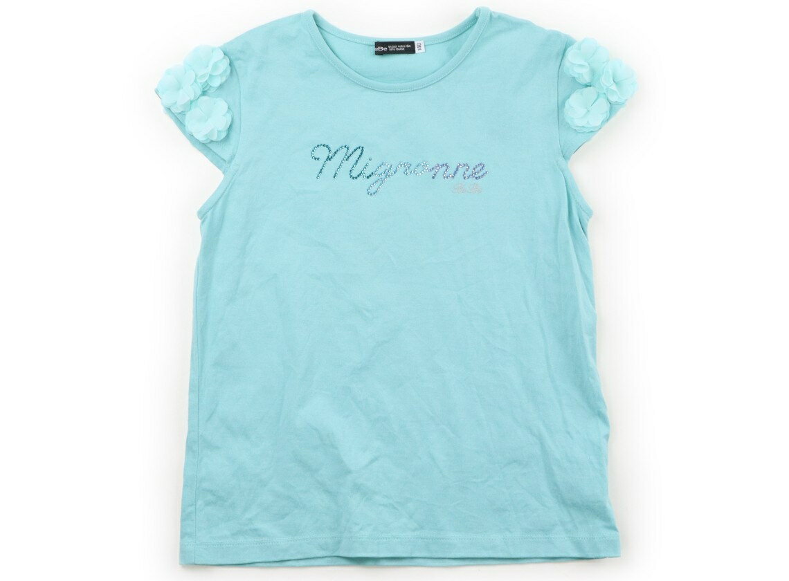 べべ BeBe Tシャツ・カットソー 140 女の子 ターコイズ・フラワー 子供服 ベビー服 キッズ アウトレット ユーズド 【中古】キッズ・ベビー・マタニティ