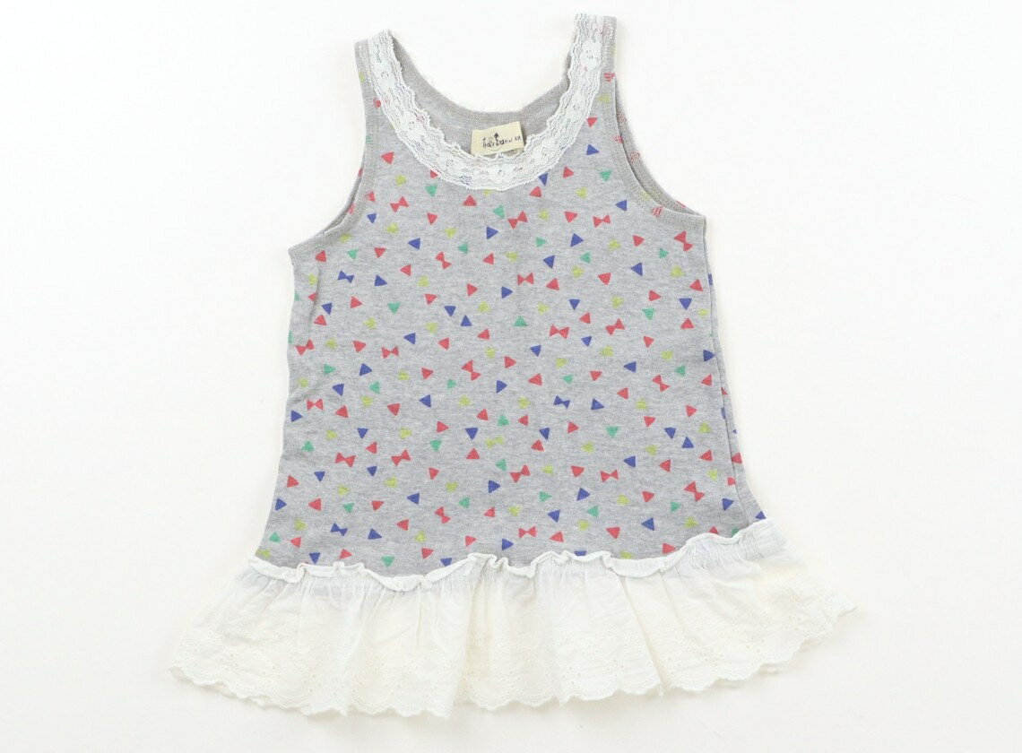Trois Lapins tank top/camisole, size 90, girls, gray, lace, children's clothing, baby clothes, kids, outlet, used. [Pre-owned] Kids, Baby, Maternity