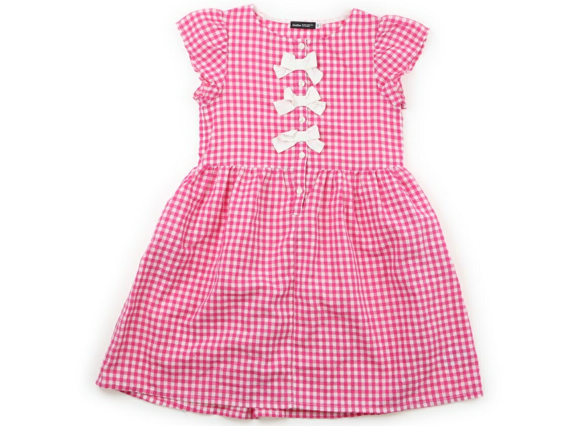べべ BeBe ワンピース 140 女の子 フューシャピンク・白・チェック 子供服 ベビー服 キッズ アウトレット ユーズド 【中古】キッズ・ベビー・マタニティ