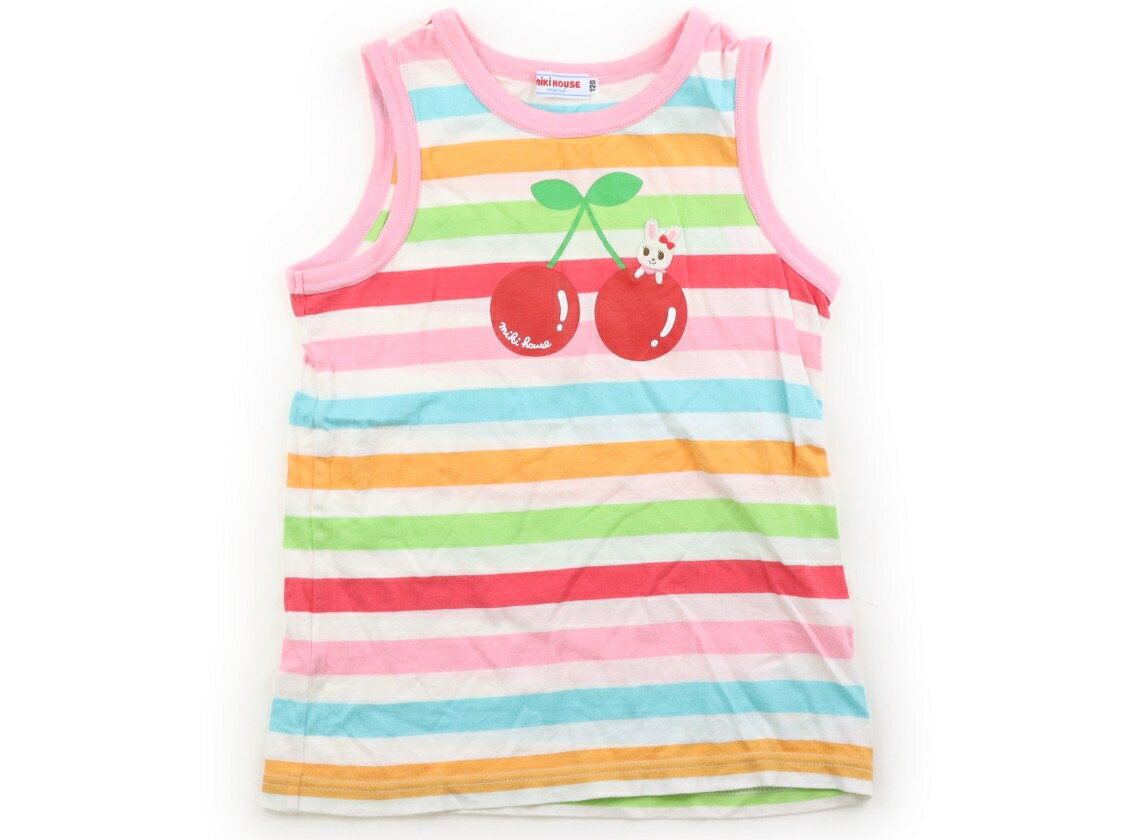 Miki House tank top/camisole, size 120, girls', multi-stripe, children's clothing, baby clothes, kids' clothing, outlet, used. [Pre-owned] Kids, Baby, Maternity