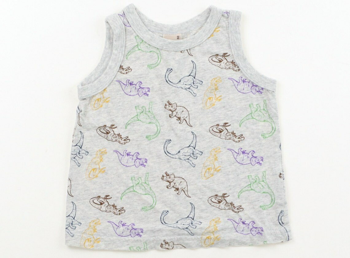 Petit Main tank top/camisole, size 80, boys, gray with dinosaur design. Children's clothing, baby clothes, kids' clothing, outlet, used. [Pre-owned] Kids, Baby, Maternity.
