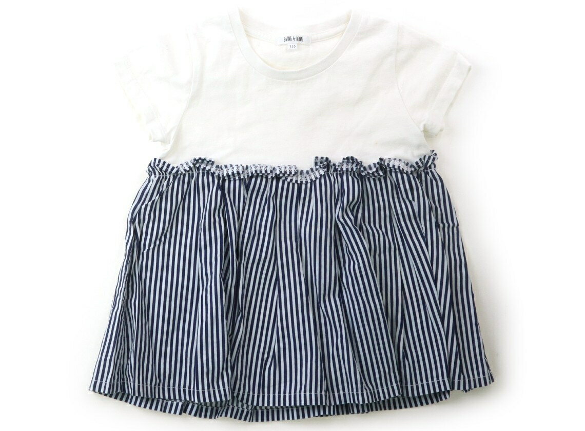ビーミングバイビームス B:MING by BEAMS チュニック 110 女の子 白・ヒッコリーストライプ 子供服 ベビー服 キッズ アウトレット ユーズド 【中古】キッズ・ベビー・マタニティ