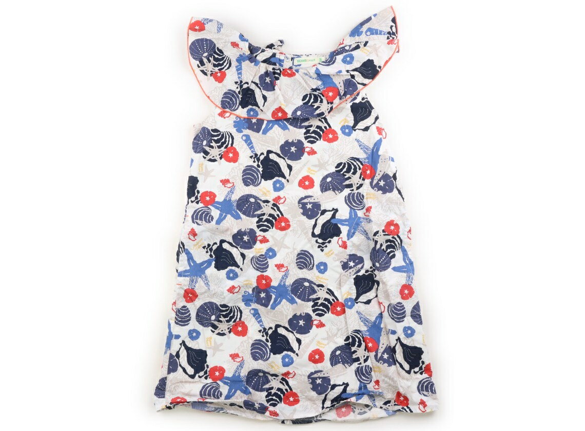 ビームス BEAMS ワンピース 130 女の子 白・総柄 子供服 ベビー服 キッズ アウトレット ユーズド 【中古】キッズ・ベビー・マタニティ