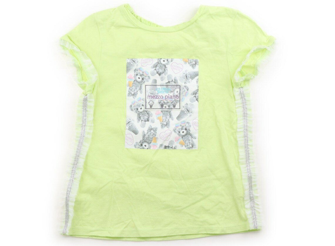 メゾピアノ mezzo piano Tシャツ・カットソー 140 女の子 ライムイエロー・ホワイト 子供服 ベビー服 キッズ アウトレット ユーズド 【中古】キッズ・ベビー・マタニティ