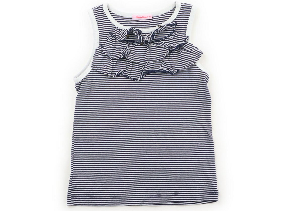 Familiar Tank Top/Camisole, Size 150, Girls, White/Navy/Striped, Children's Clothing, Baby Clothes, Kids, Outlet, Used [Pre-owned] Kids, Baby, Maternity