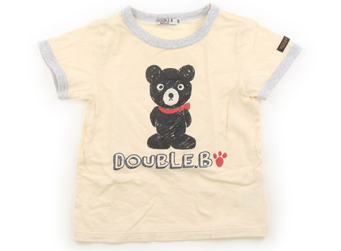 DOUBLE.B クマプリントTシャツ&デニムパンツセット DOUBLE.B 星柄クマプリントTシャツとミキハウスデニム風パンツセット