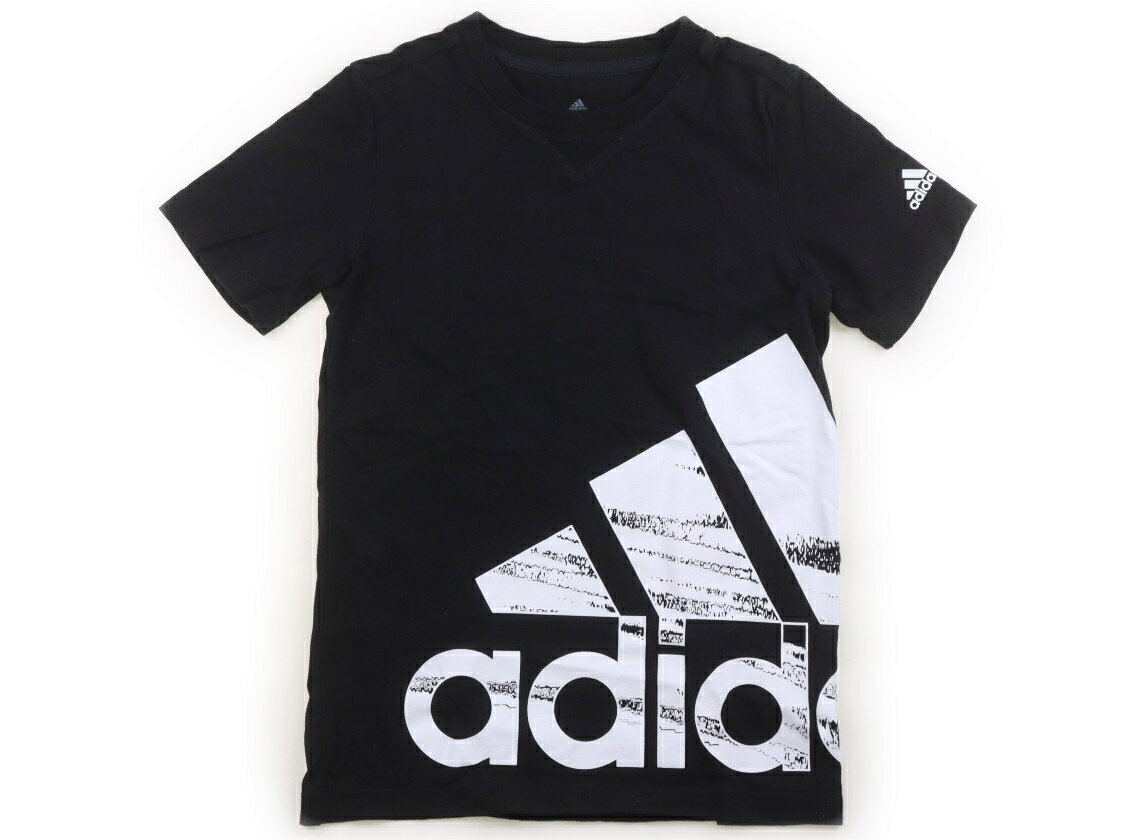 アディダス Adidas Tシャツ・カットソー 140 男の子 黒、白いロゴ 子供服 ベビー服 キッズ アウトレット ユーズド 【中古】キッズ・ベビー・マタニティ