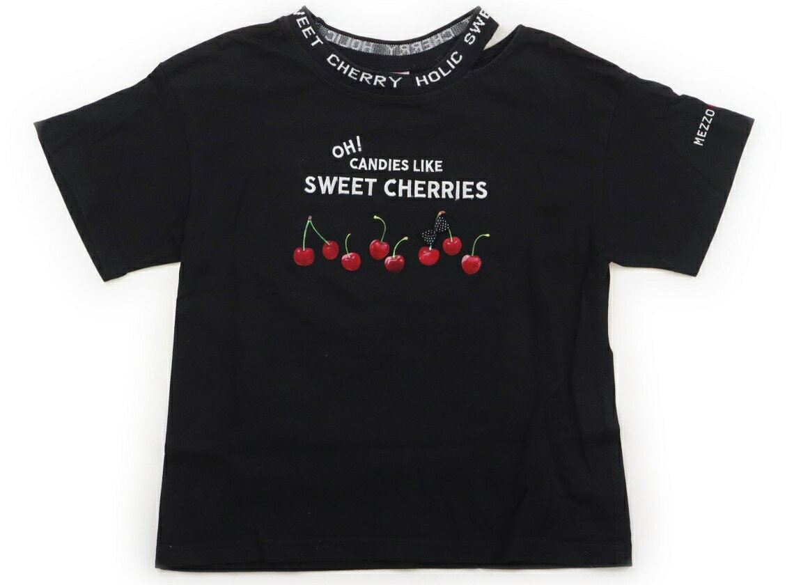 メゾピアノ mezzo piano Tシャツ・カットソー 140 女の子 ブラック・サクランボ 子供服 ベビー服 キッズ アウトレット ユーズド 【中古】キッズ・ベビー・マタニティ