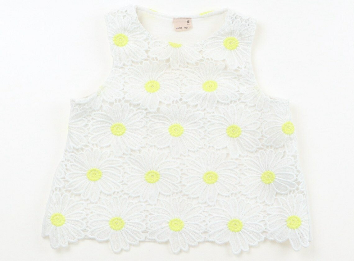 Petit Main tank top/camisole, size 90, girls, white, floral pattern, children's clothing, baby clothes, kids, outlet, used. [Pre-owned] Kids, Baby, Maternity