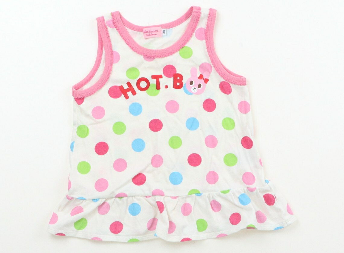 Hot Biscuits Tank Top/Camisole, Size 80, Girls, White/Pink/Polka Dot, Children's Clothing, Baby Clothes, Kids, Outlet, Used [Pre-owned] Kids, Baby, Maternity