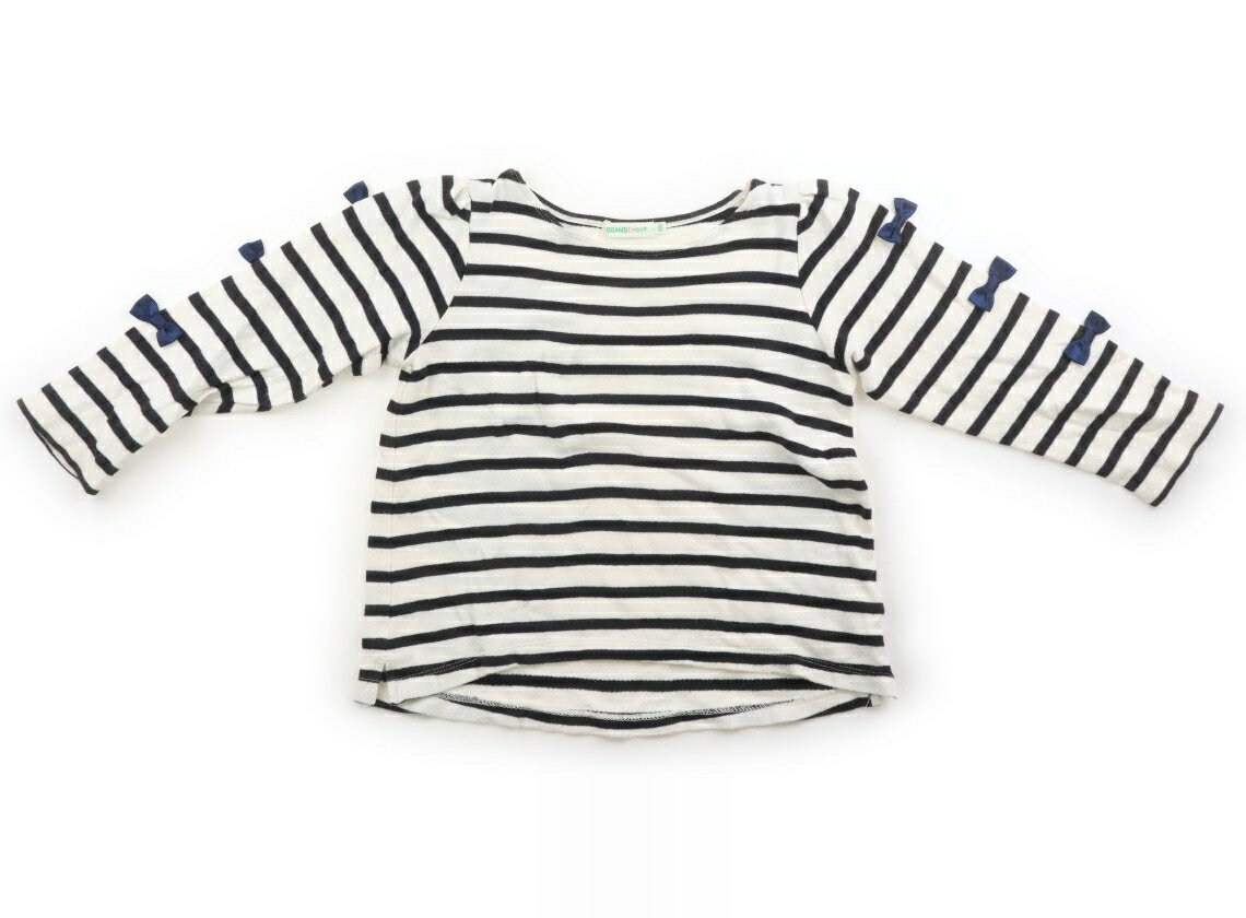 ビームス BEAMS Tシャツ・カットソー 110 女の子 ベージュ・ネイビー・ボーダー 子供服 ベビー服 キッズ アウトレット ユーズド 【中古】キッズ・ベビー・マタニティ