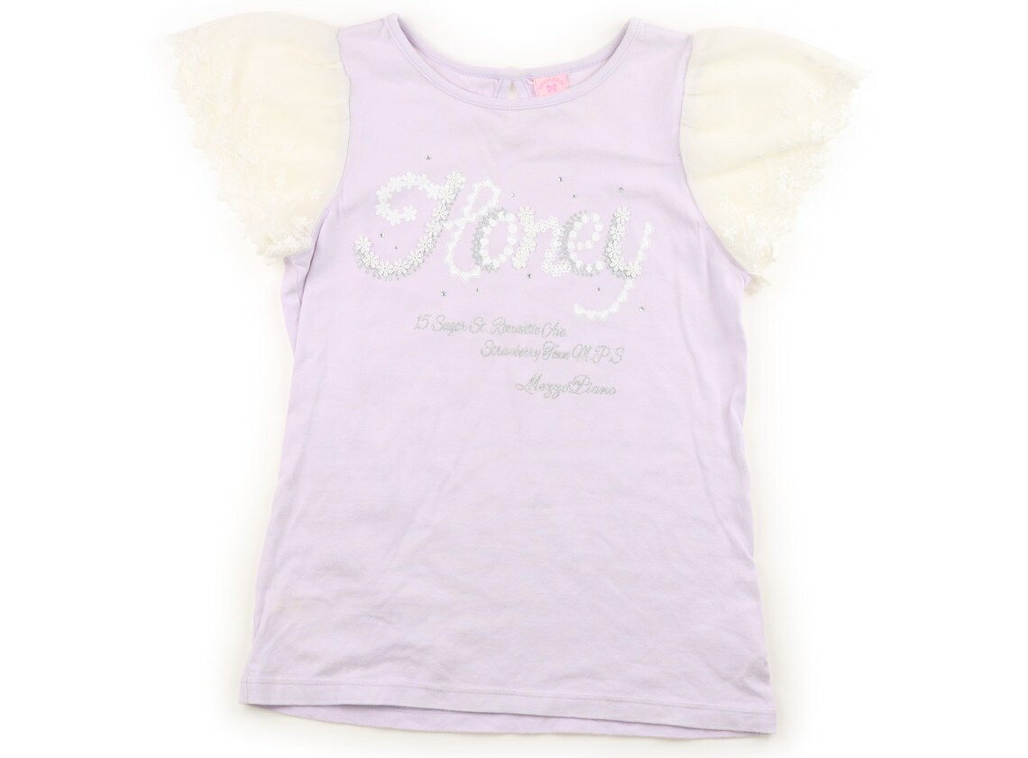 メゾピアノ mezzo piano Tシャツ・カットソー 140 女の子 ラベンダー　英字プリントラメ 子供服 ベビー服 キッズ アウトレット ユーズド 【中古】キッズ・ベビー・マタニティ