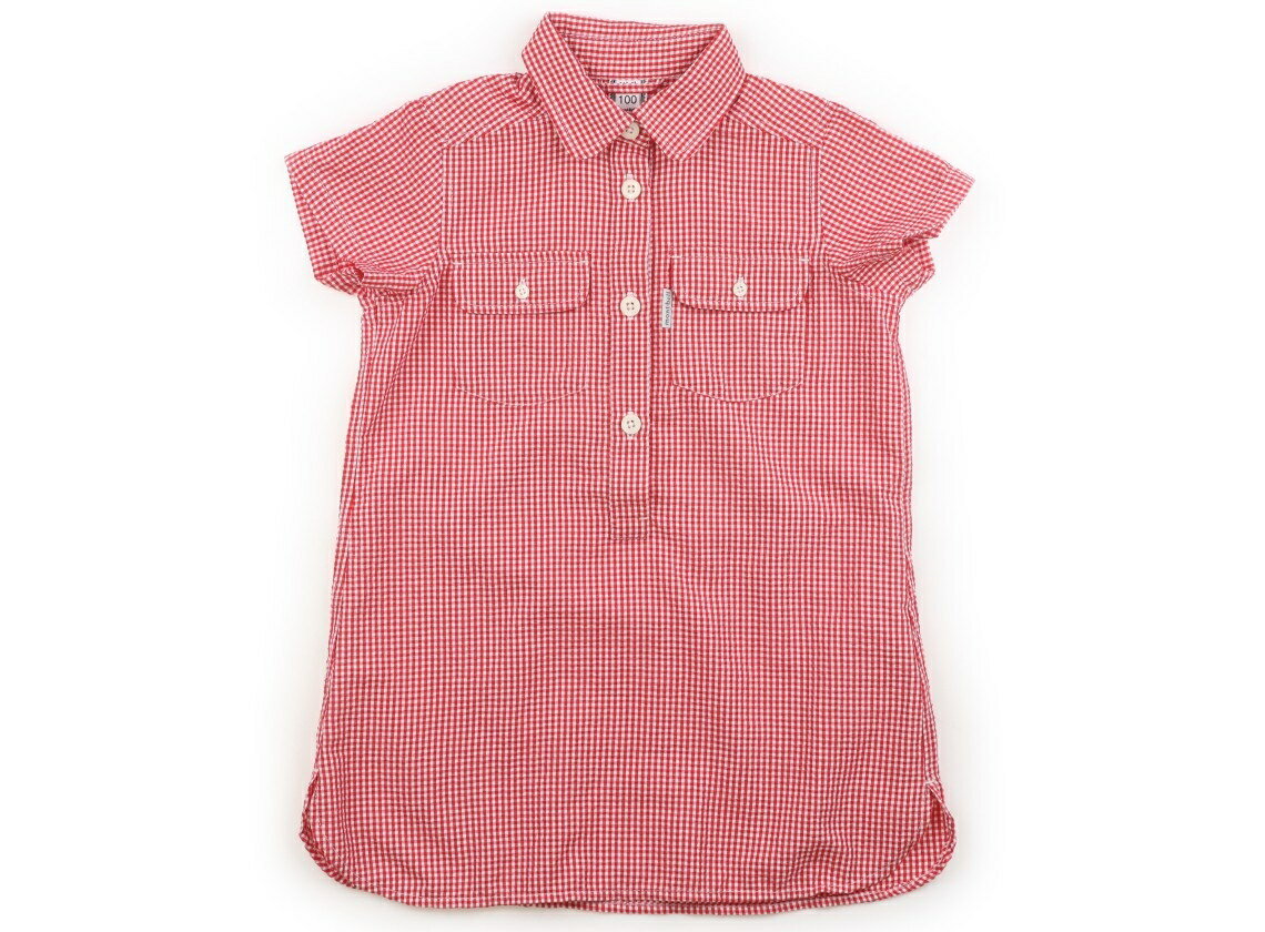 モンベル mont-bell シャツ ブラウス 100 女の子 赤 白 子供服 ベビー服 キッズ アウトレット ユーズド 【中古】キッズ ベビー マタニティ