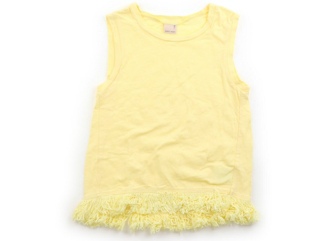 Petit Main tank top/camisole, size 110, girls', light yellow, children's clothing, baby clothes, kids' clothing, outlet, used. [Pre-owned] Kids, Baby, Maternity