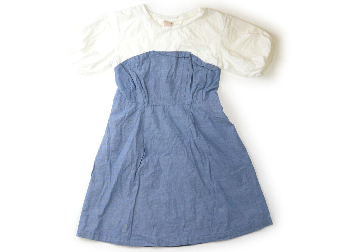プティマイン petit main ワンピース 130 女の子 白・ライトブルー 子供服 ベビー服 キッズ アウトレット ユーズド 【中古】キッズ・ベビー・マタニティ