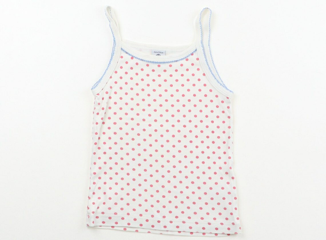 Petit Bateau tank top/camisole, size 100, girls', white with red polka dots, children's clothing, baby clothes, kids' clothing, outlet, used. [Pre-owned] Kids, Baby, Maternity