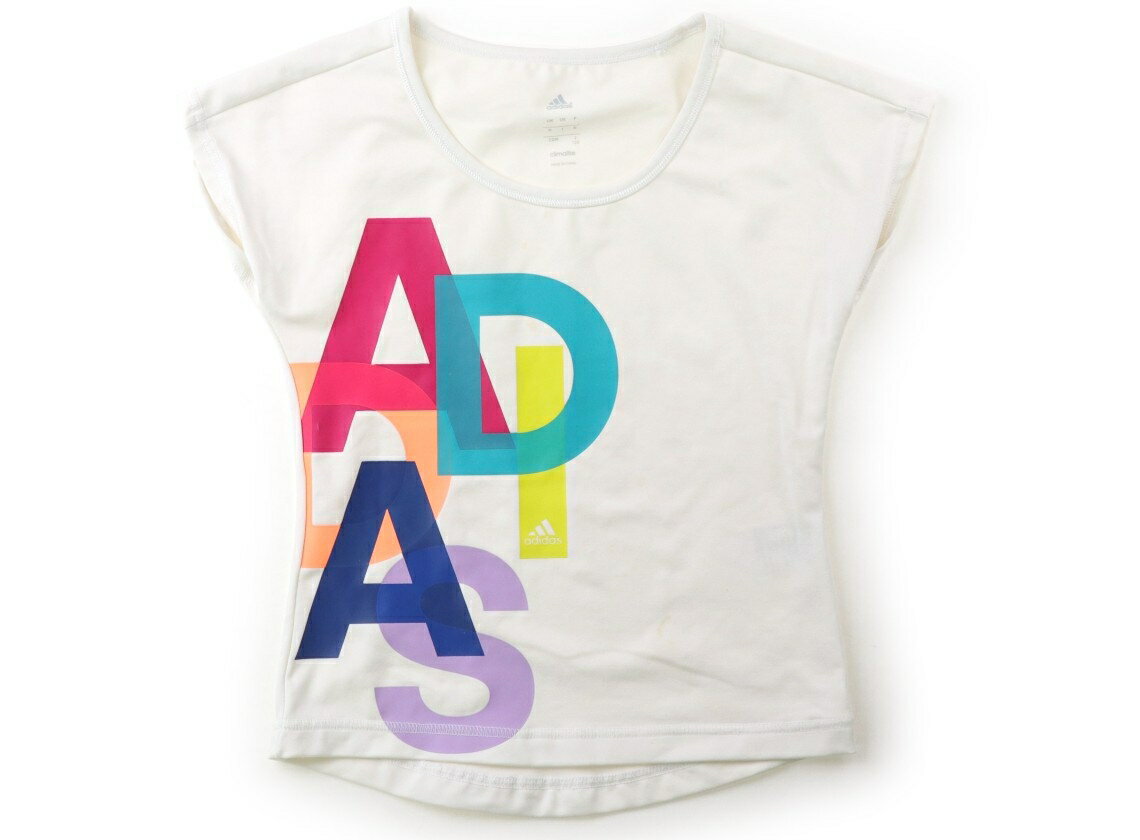 アディダス Adidas Tシャツ・カットソー 120 女の子 ホワイト・カラフルロゴ 子供服 ベビー服 キッズ アウトレット ユーズド 【中古】キッズ・ベビー・マタニティ