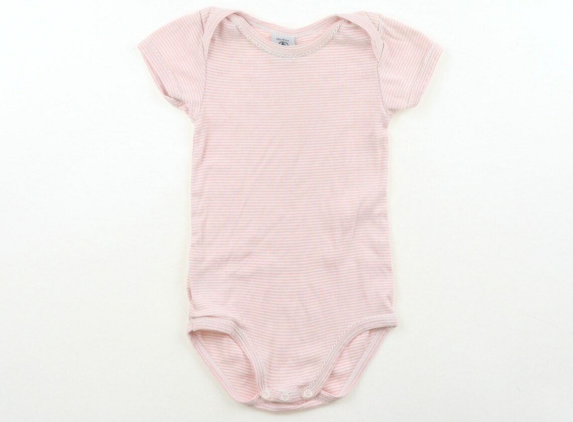 プチバトー PETIT BATEAU ロンパース 80 男の子 ピンク・ホワイトボーダー 子供服 ベビー服 キッズ アウトレット ユーズド 【中古】キッズ・ベビー・マタニティ