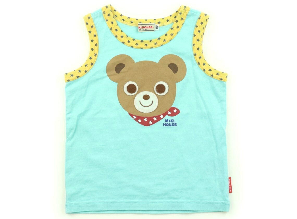 Miki House Tank Top/Camisole, Size 80, Boys, Pastel Green/Bear Design, Children's Clothing, Baby Clothes, Kids, Outlet, Used [Pre-owned] Kids, Baby, Maternity