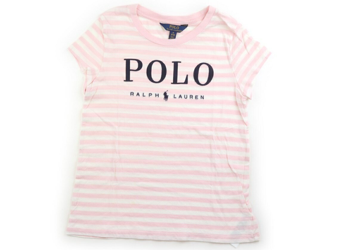 ポロラルフローレン POLO RALPH LAUREN Tシャツ・カットソー 140 女の子 ピンクボーダー・ネイビーロゴ 子供服 ベビー服 キッズ アウトレット ユーズド 【中古】キッズ・ベビー・マタニティ