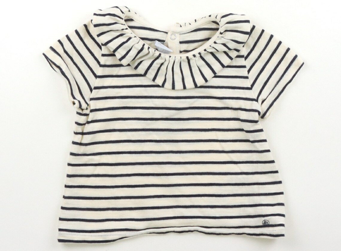 プチバトー PETIT BATEAU チュニック 70 女の子 オフホワイト・ネイビーボーダー 子供服 ベビー服 キッズ アウトレット ユーズド 【中古】キッズ・ベビー・マタニティ