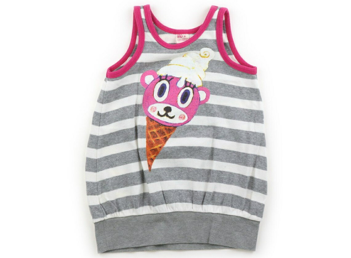 Party Party Tank Top/Camisole, Size 95, Girls, Gray Stripe/Magenta Pink/Ice Cream, Children's Clothing, Baby Clothing, Kids, Outlet, Used [Pre-owned] Kids, Baby, Maternity