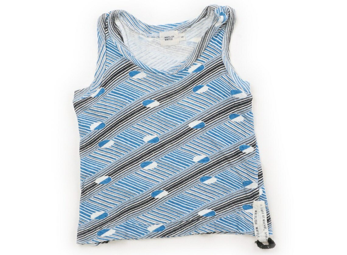 Wafflish Waffle Tank Top/Camisole, Size 100, Girls, White/Blue/Black Stripe, Children's Clothing, Baby Clothes, Kids, Outlet, Used [Pre-owned] Kids, Baby, Maternity