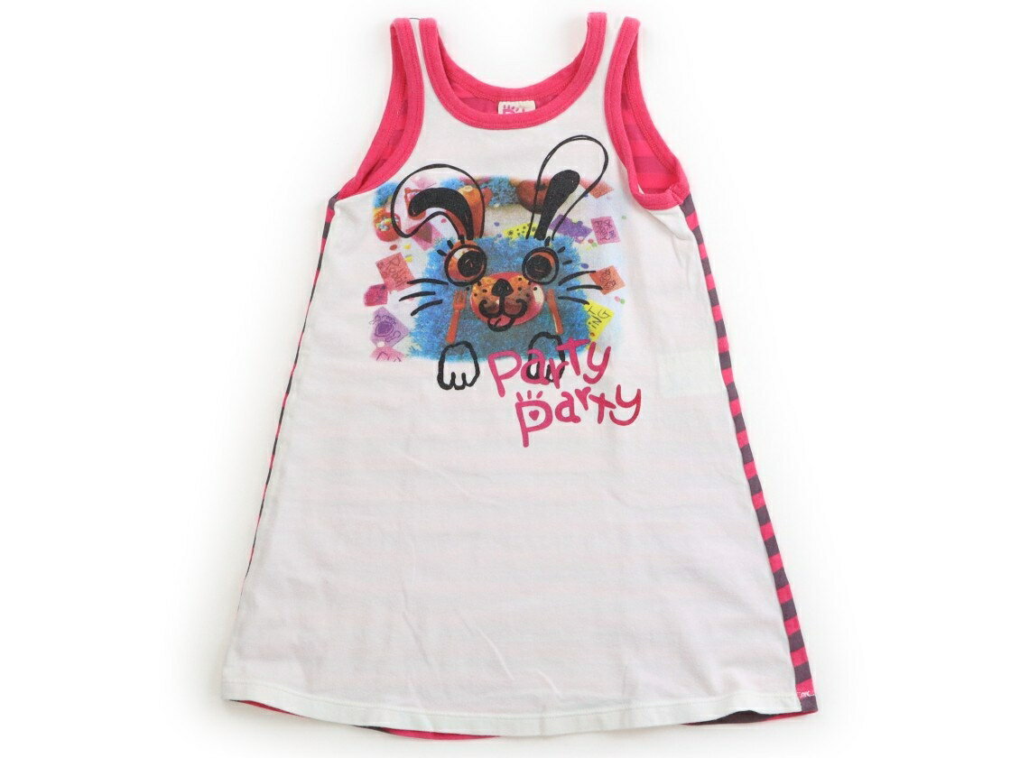 Party Party Tank Top/Camisole, Size 90, Girls, White, Fuchsia Pink, Striped, Children's Clothing, Baby Clothes, Kids, Outlet, Used [Pre-owned] Kids, Baby, Maternity