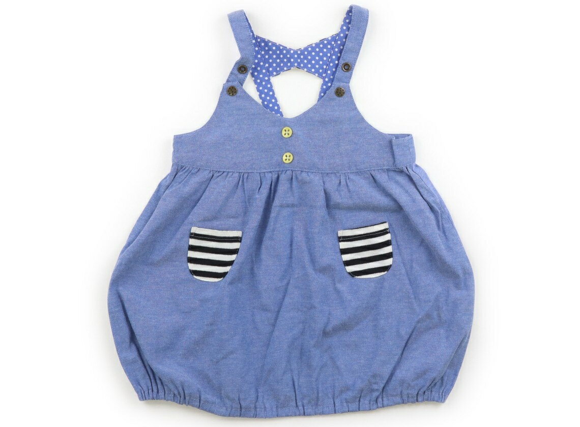 Jumpers - ベイビーチアー babyCheer ジャンパースカート 90 女の子 ライトブルー・ブラックボーダー 子供服 ベビー服 キッズ アウトレット ユーズド 【中古】キッズ・ベビー・マタニティ