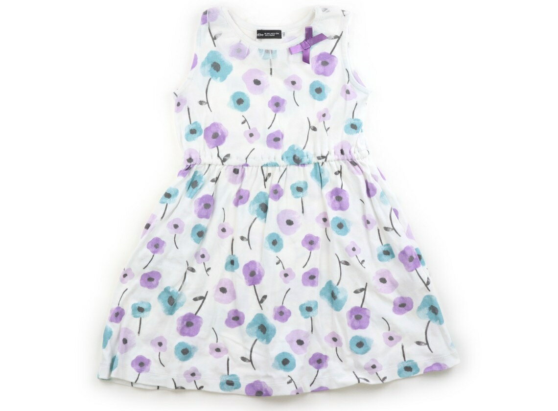 べべ BeBe ワンピース 110 女の子 ホワイト×パープル・アクアブルー花柄 子供服 ベビー服 キッズ アウトレット ユーズド 【中古】キッズ・ベビー・マタニティ