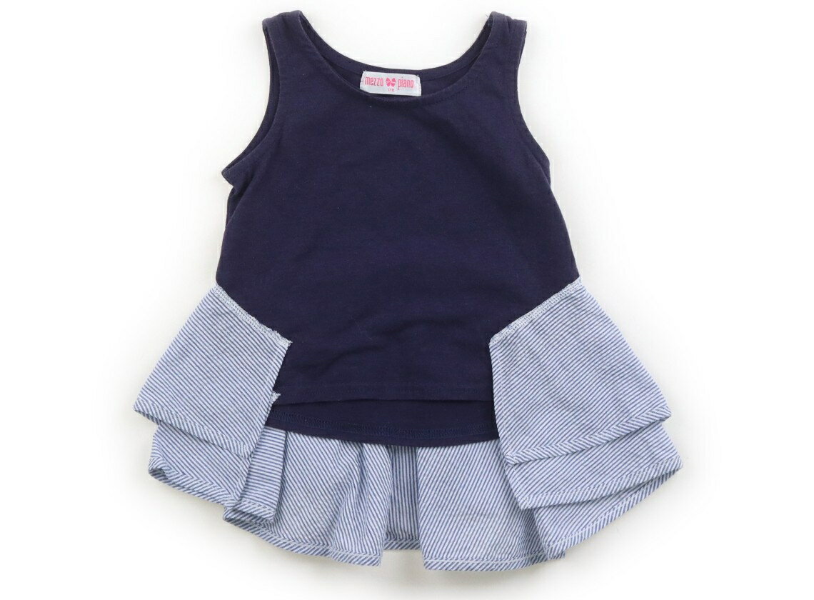 メゾピアノ mezzo piano チュニック 110 女の子 ネイビー・パステルブルーストライプ 子供服 ベビー服 キッズ アウトレット ユーズド 【中古】キッズ・ベビー・マタニティ