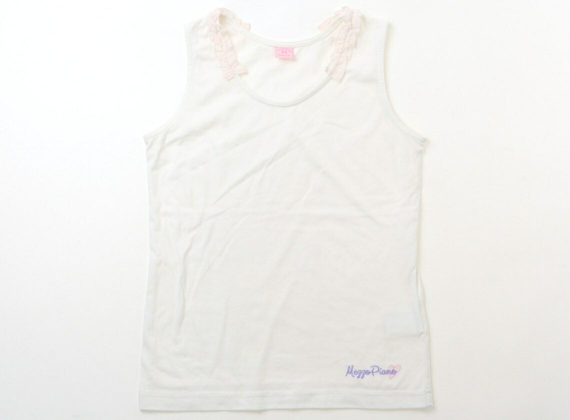 Mezzo Piano tank top/camisole, size 150, girls', off-white/pink frill, children's clothing, baby clothes, kids' clothing, outlet, used. [Pre-owned] Kids, Baby, Maternity