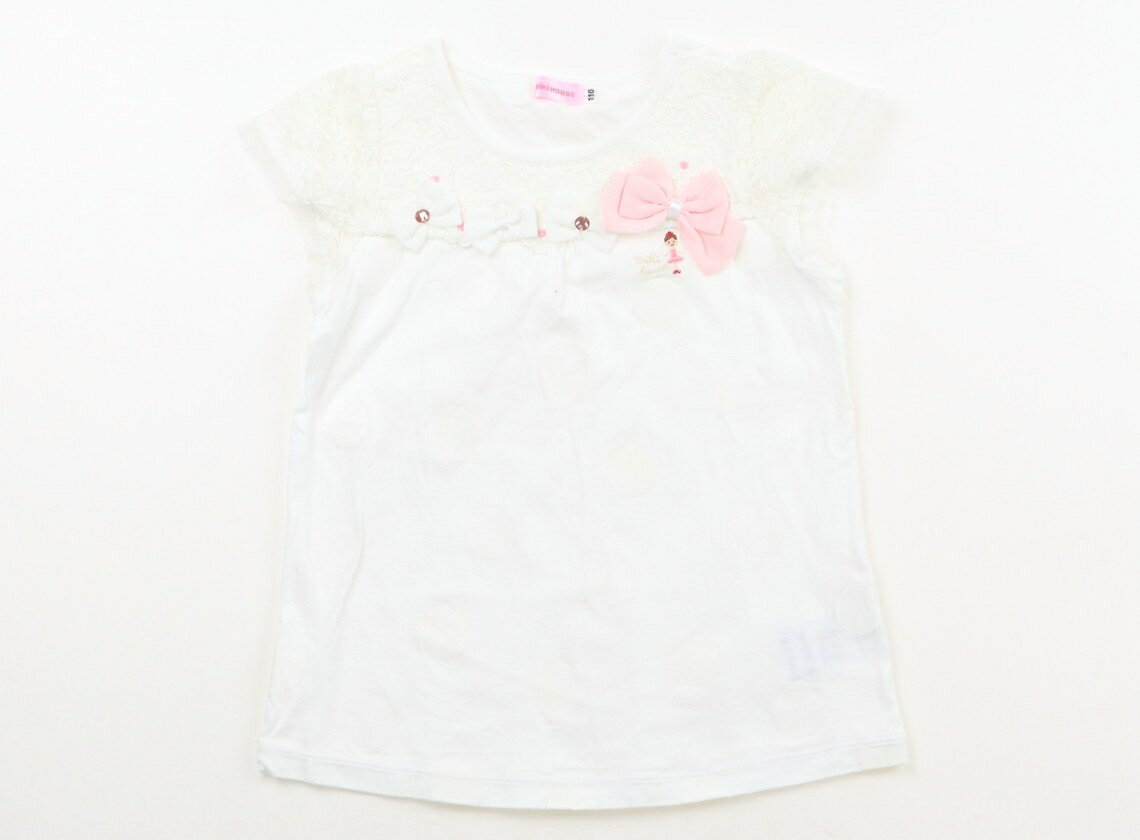 T-Shirts （Short Sleeve） - ミキハウス miki HOUSE Tシャツ・カットソー 110 女の子 ホワイト・水玉・お花・リボン 子供服 ベビー服 キッズ アウトレット ユーズド 【中古】キッズ・ベビー・マタニティ