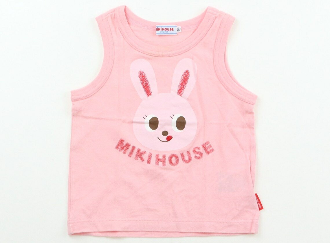 Miki House tank top/camisole, size 80, girls, pink, rabbit design. Children's clothing, baby clothes, kids' clothing, outlet, used. [Pre-owned] Kids, Baby, Maternity