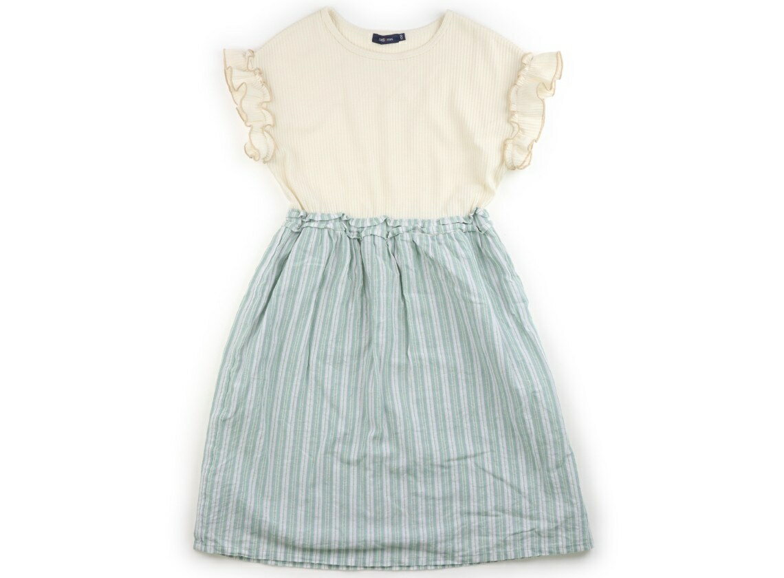 ビームス BEAMS ワンピース 130 女の子 クリーム・ミントグリーン・ピンクストライプ 子供服 ベビー服 キッズ アウトレット ユーズド 【中古】キッズ・ベビー・マタニティ