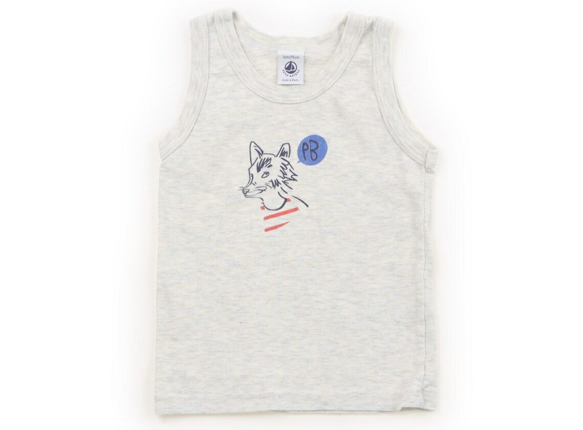 Petit Bateau tank top/camisole, size 95, girls', white, navy, red. Children's clothing, baby clothes, kids' clothing, outlet, used. [Pre-owned] Kids, Baby, Maternity
