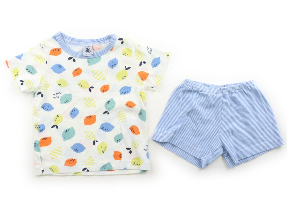 　ブランド 　PETIT BATEAU(プチバトー) 　カテゴリー 　パジャマ 　サイズ 　80サイズ 　色 　ブルーボーダー、レモン 　状態 　★★★ 　記名 　なし 　ジャンル 　Boy 実際のサイズ表記は2ans/86cm。ボーダー部分に毛羽立ち、ボトムにヨレあり。洗い替え用にいかがでしょうか。 ＊【状態】【サイズ】に関しての詳しい説明はこちら