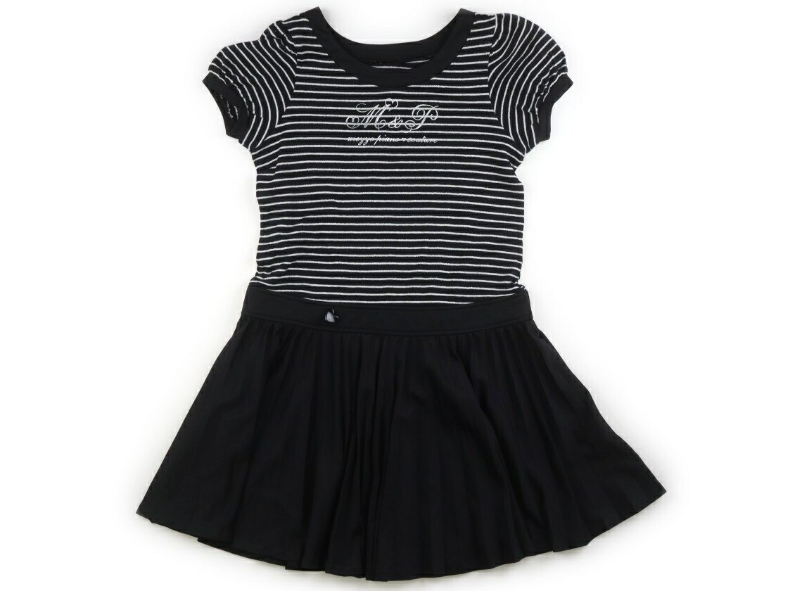メゾピアノ mezzo piano ワンピース 130 女の子 ボーダー、白黒　ラメ 子供服 ベビー服 キッズ アウトレット ユーズド 【中古】キッズ・ベビー・マタニティ