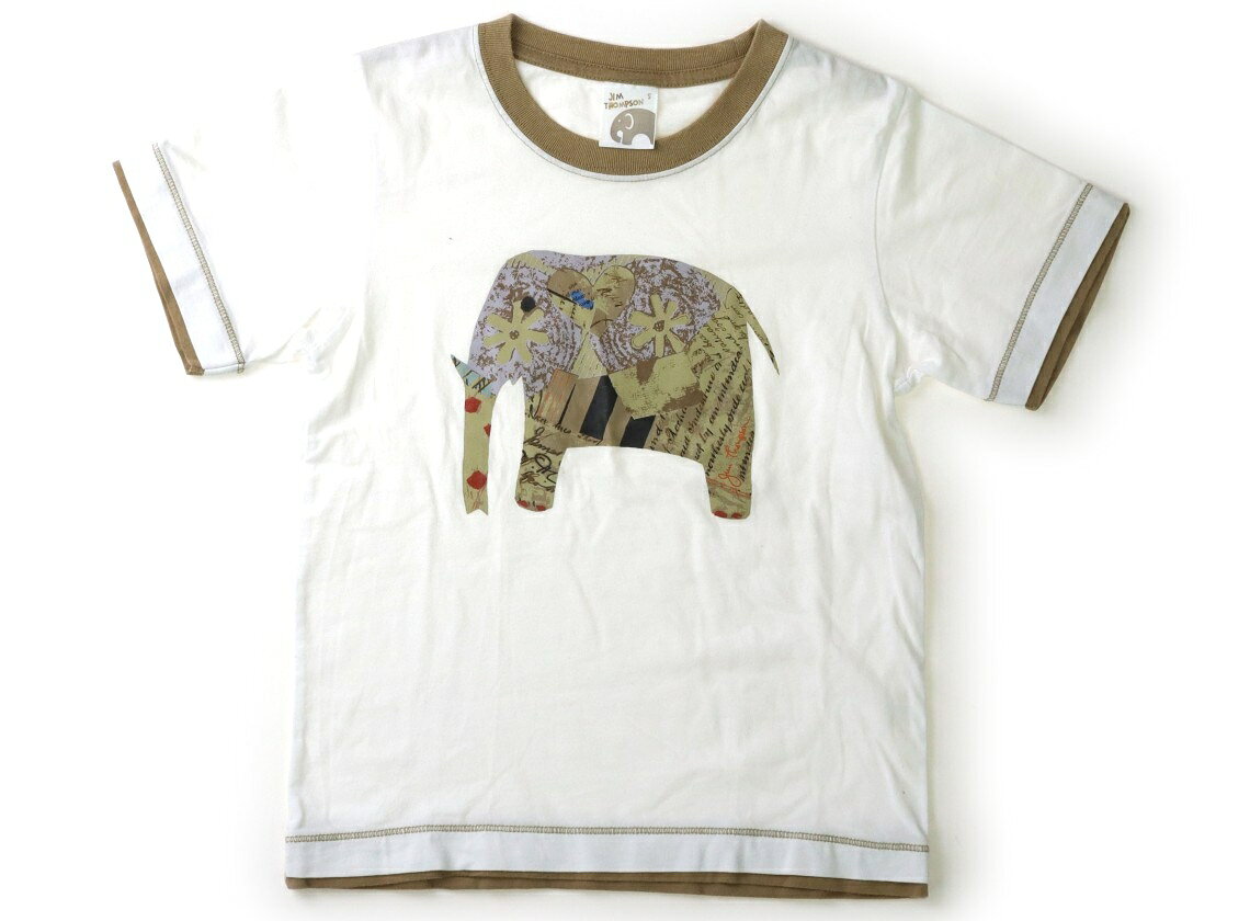 　ブランド 　Jim Thompson(ジム・トンプソン) 　カテゴリー 　Tシャツ・カットソー 　サイズ 　120サイズ 　色 　オフ・キャメル・ゾウ 　状態 　★★★ 　記名 　なし 　ジャンル 　Girl 実際のサイズ表記はSです。平置き実寸肩幅30cm・身幅35.5cm、後ろ中心着丈、約48cmです。全体に色あせ・毛羽立ちがありますが、まだまだお使いいただけます。 ＊【状態】【サイズ】に関しての詳しい説明はこちら