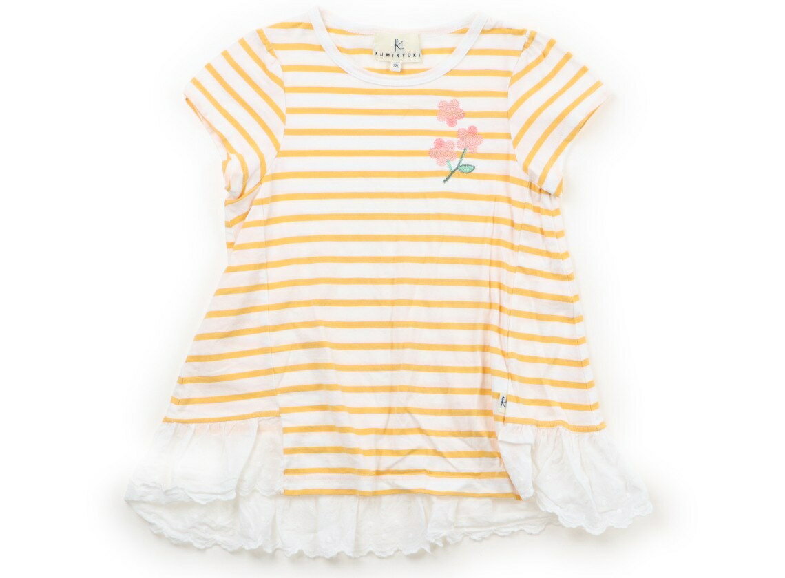 組曲 Kumikyoku Tシャツ・カットソー 120 女の子 オレンジ・白・ボーダー 子供服 ベビー服 キッズ アウトレット ユーズド 【中古】キッズ・ベビー・マタニティ