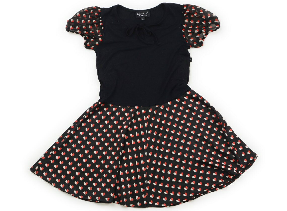 アニエスベー agnes.b ワンピース 120 女の子 黒、ハート柄 子供服 ベビー服 キッズ アウトレット ユーズド 【中古】キッズ・ベビー・マタニティ