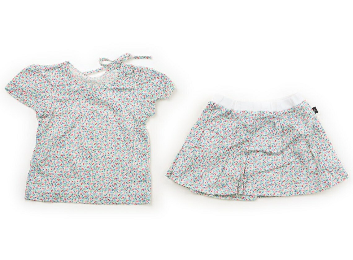 アニエスベー agnes.b 上下セット 90 女の子 ブルー、ピンク、グリーン、チューリップ柄 子供服 ベビー服 キッズ アウトレット ユーズド 【中古】キッズ・ベビー・マタニティ