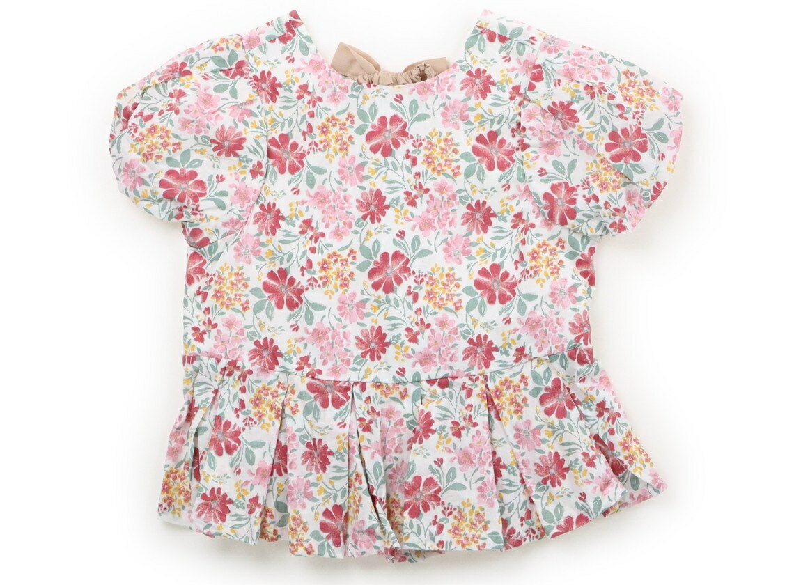 プティマイン petit main チュニック 100 女の子 ホワイト・ピンク・花柄 子供服 ベビー服 キッズ アウトレット ユーズド 【中古】キッズ・ベビー・マタニティ